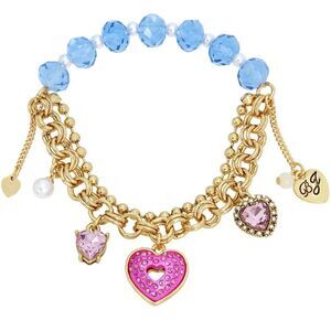 Betsey Johnson • Heart Charm Beaded Stretch Bracelet